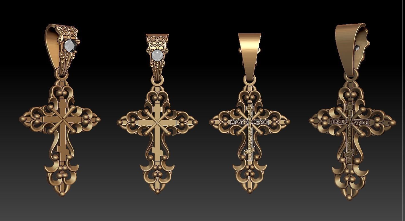 PENDANT CROSS 6   1gem 3D print model_3