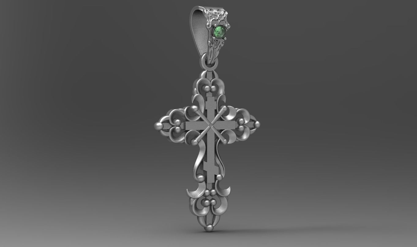 PENDANT CROSS 6   1gem 3D print model_2