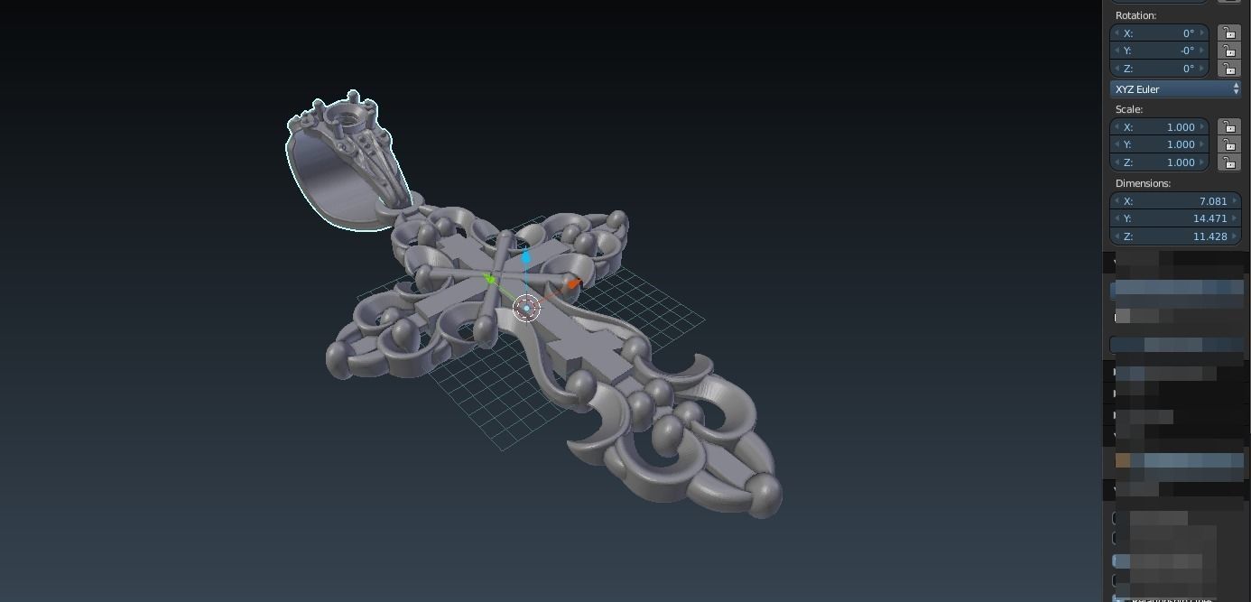 PENDANT CROSS 6   1gem 3D print model_13