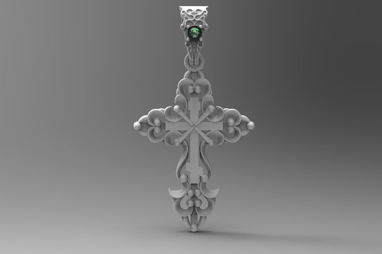 PENDANT CROSS 6   1gem 3D print model_5