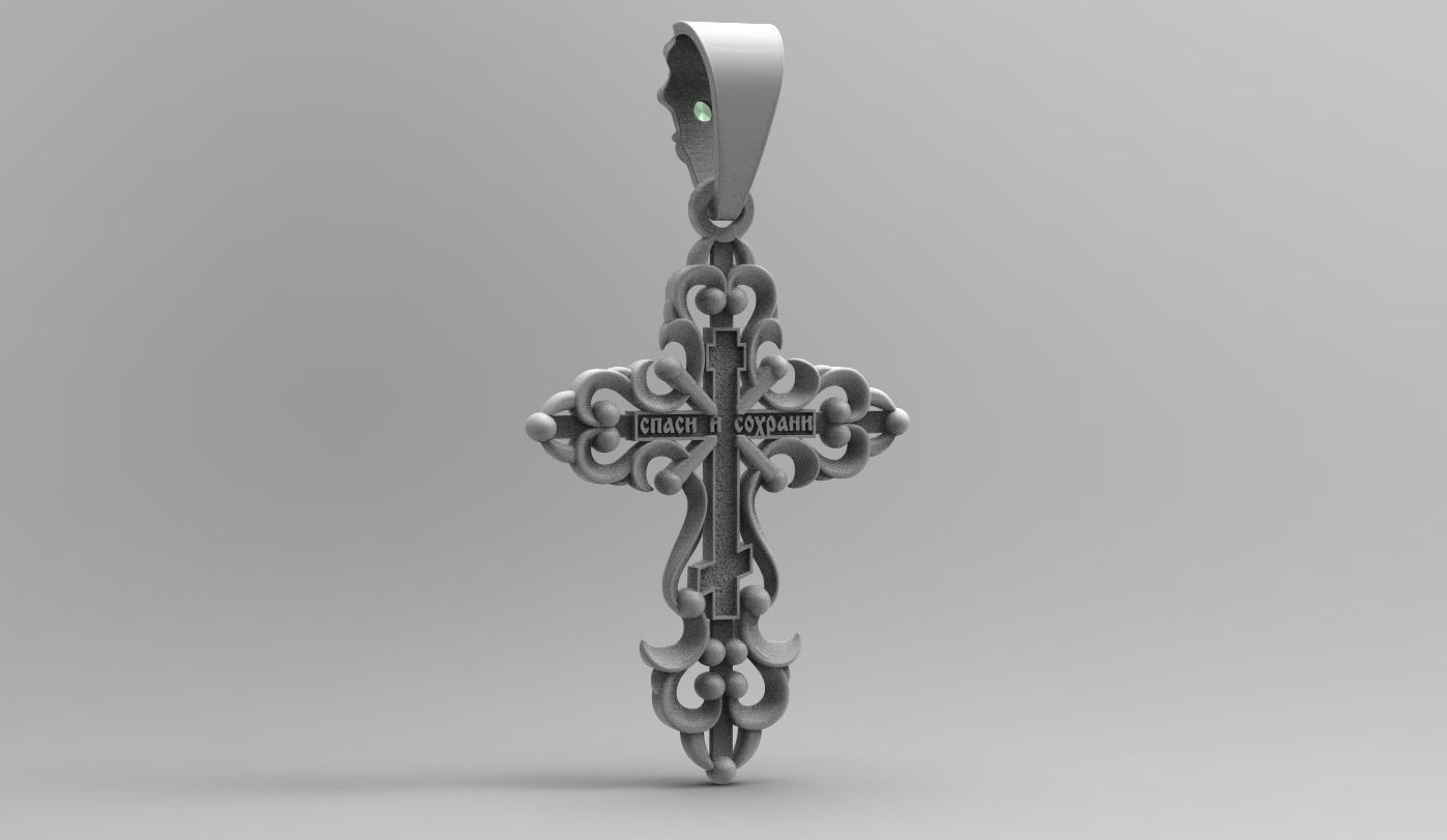 PENDANT CROSS 6   1gem 3D print model_10
