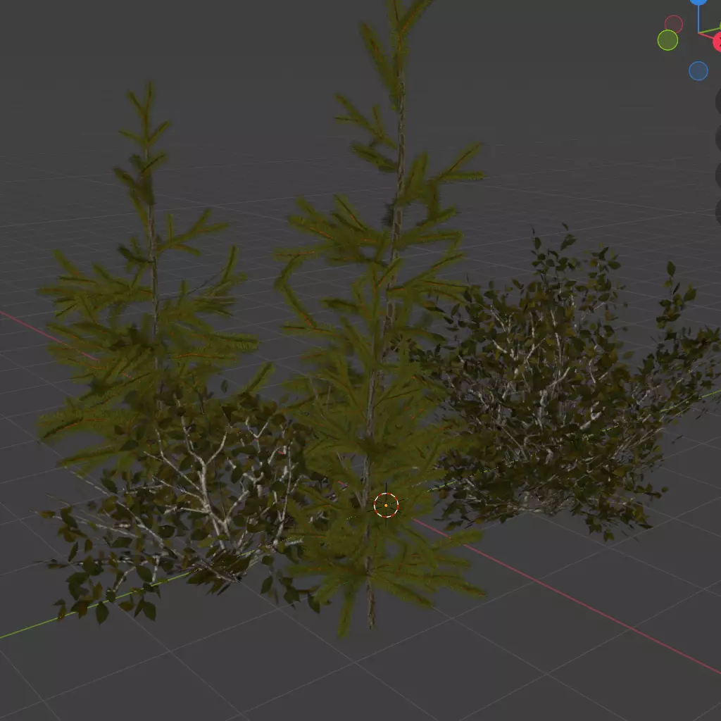 Pine birch tree Low-poly 3D model