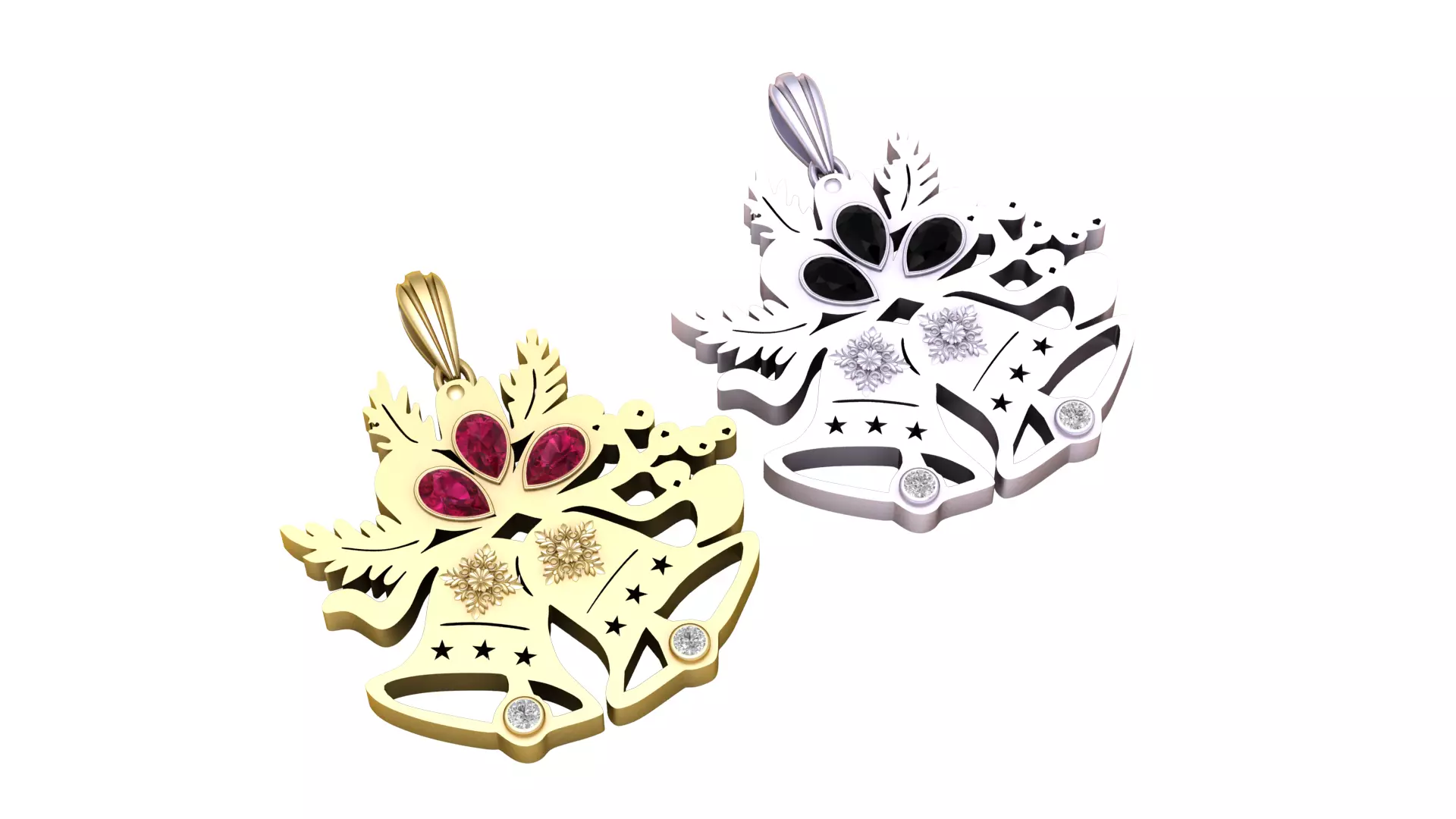 Christmas Bells Gem Pendant 3D print model