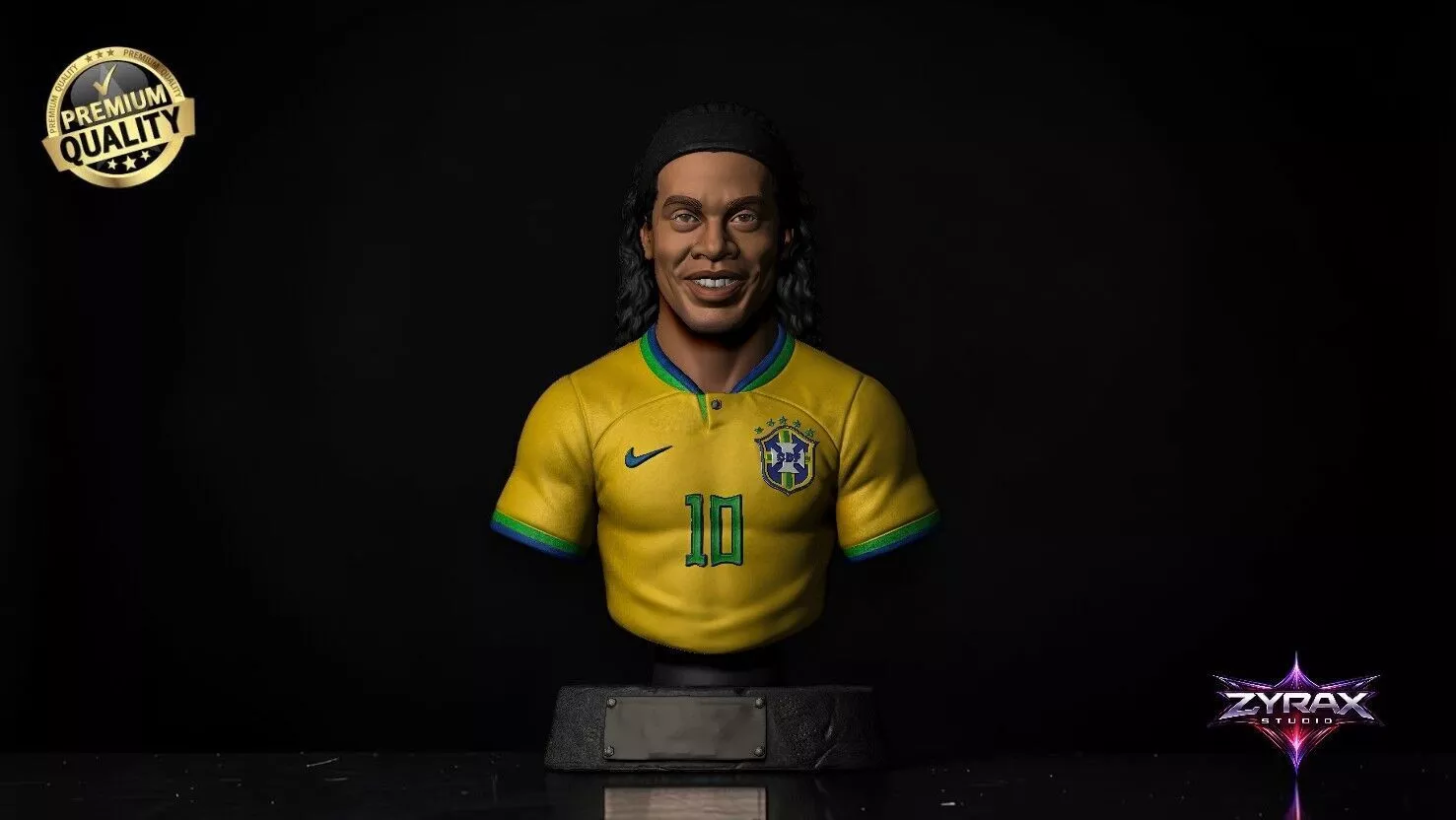 Ronaldinho Gaucho Bust STL Football Legend 3D Print Sculpture 3D