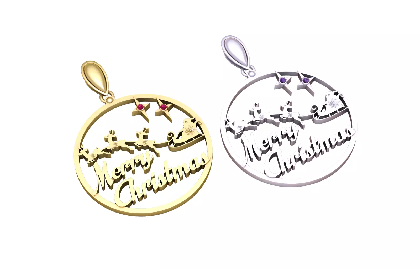 Santa Sleigh Christmas Pendant 3D print model
