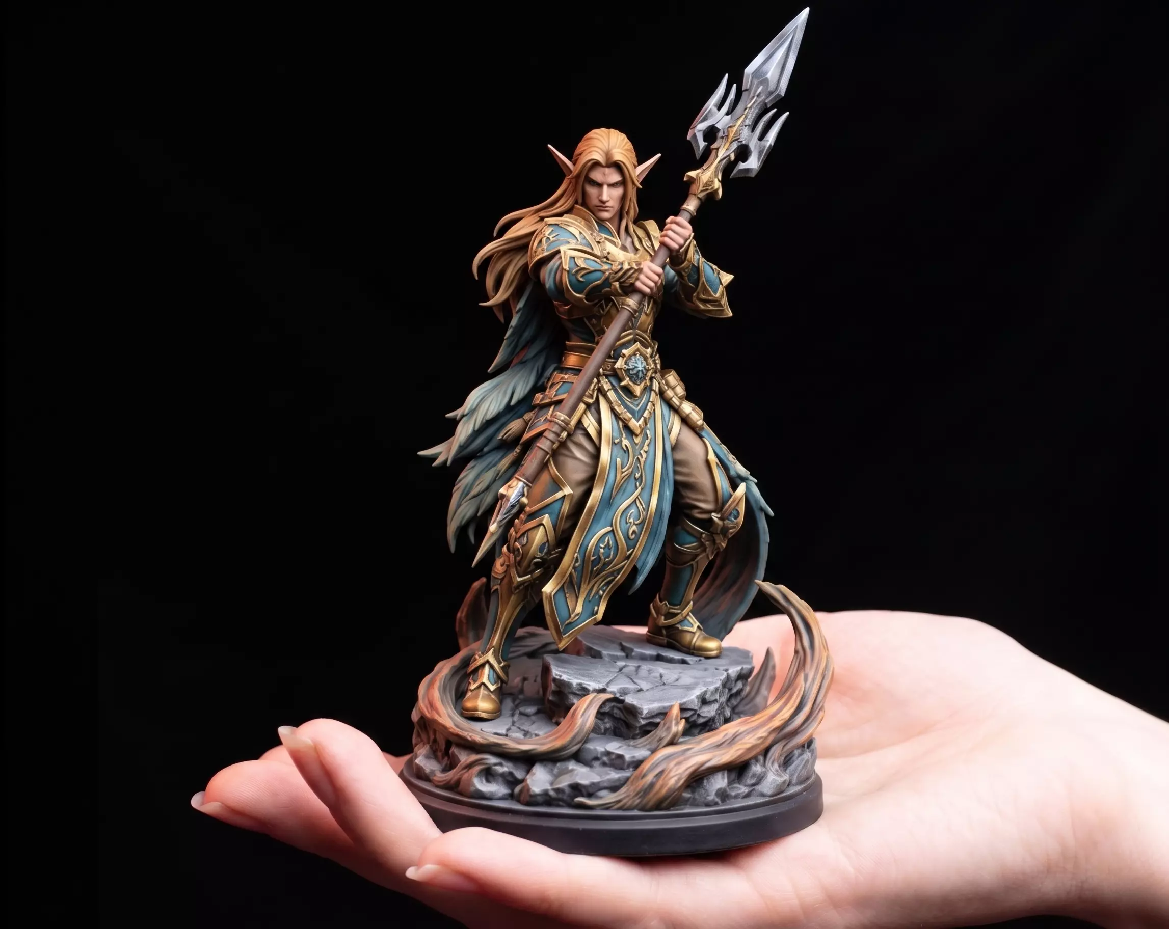 Elven Spear Vanguard High Elf Paladin Warrior 28mm 32mm 75mm Sca 3D print model