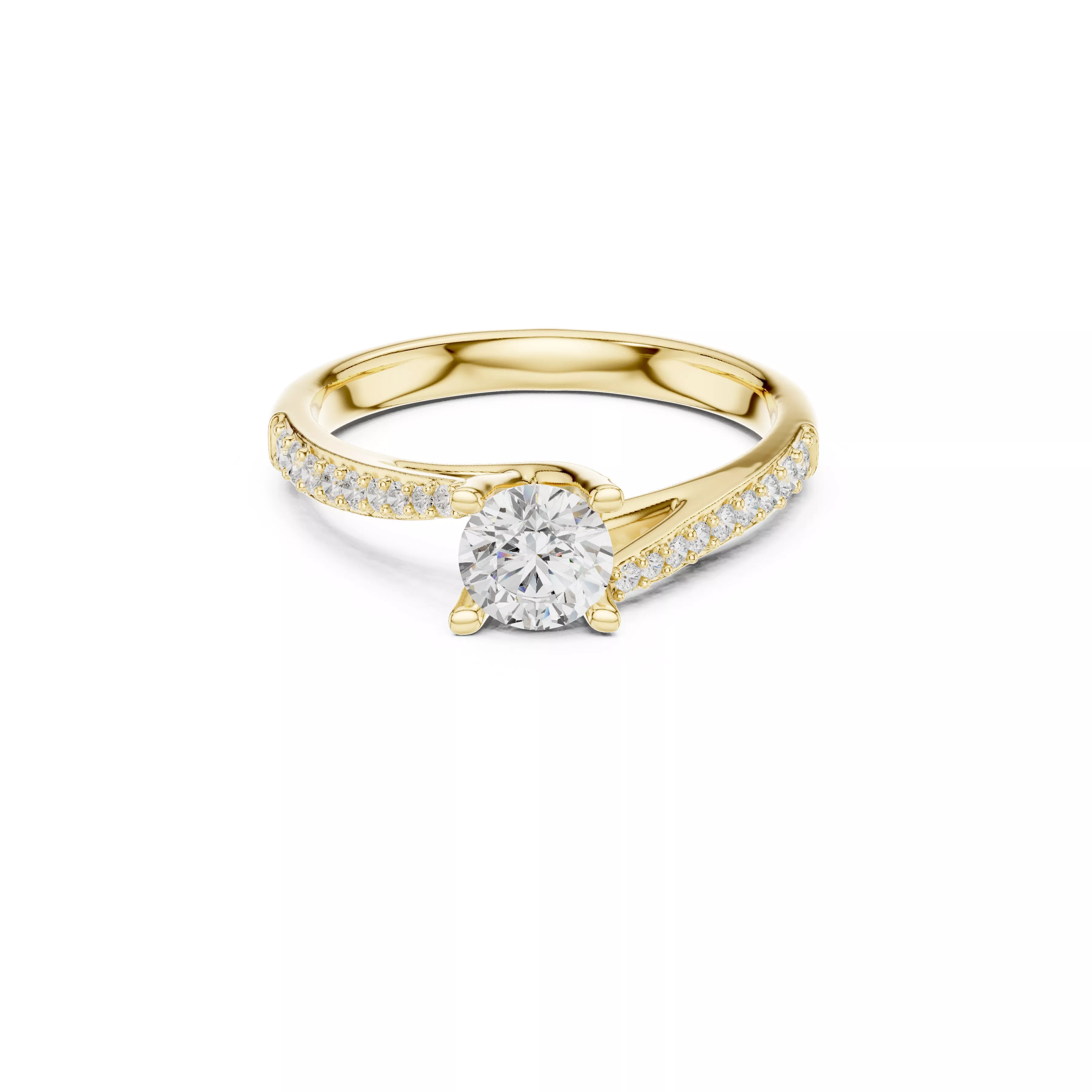 Twisted Pave Solitaire Engagement Ring CAD 3D print model