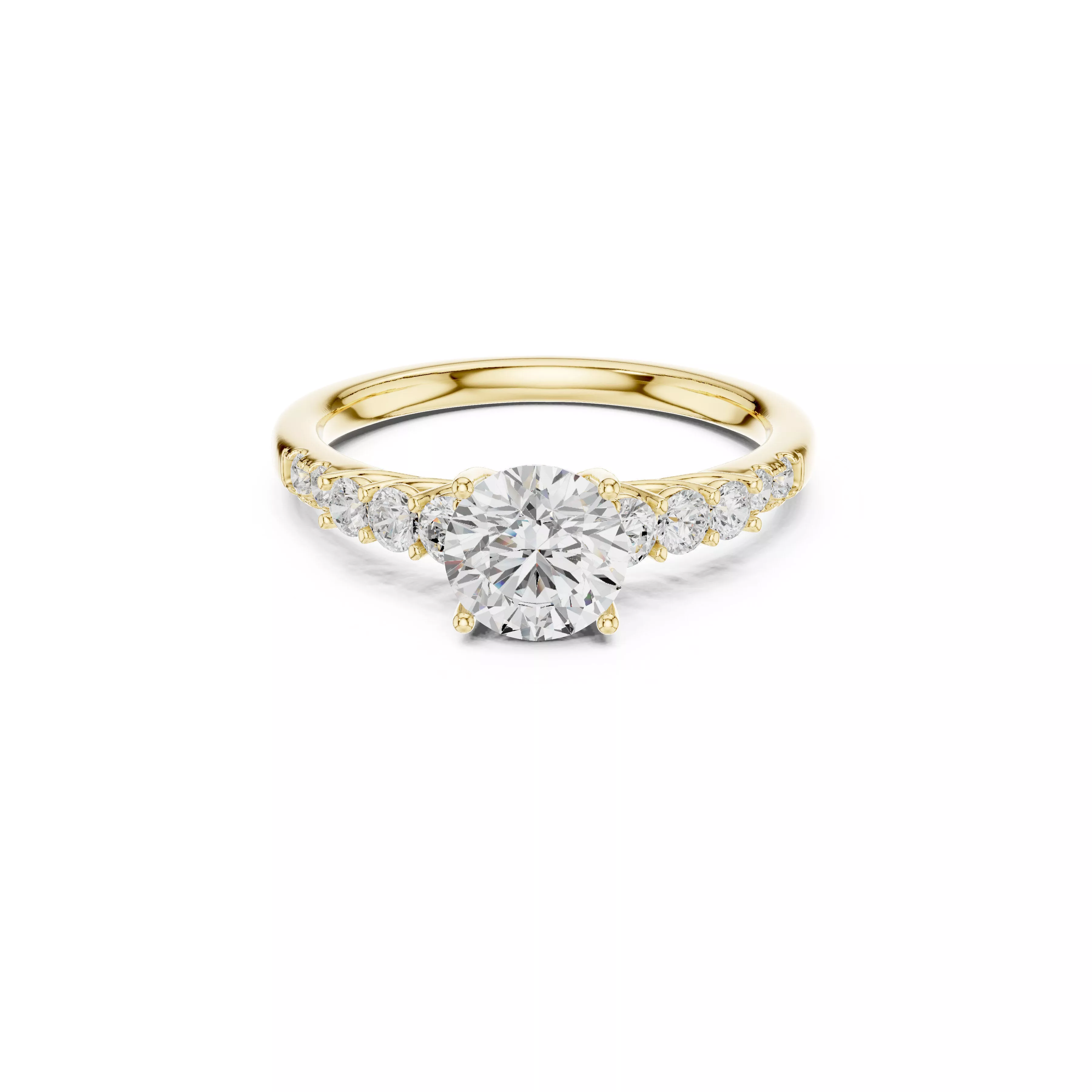 Vintage Inspired Round Diamond Engagement Ring CAD 3D print model