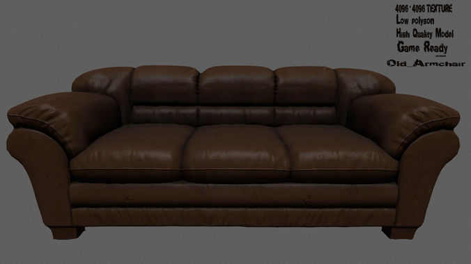 Armchair leather sofa Low-poly 3D model