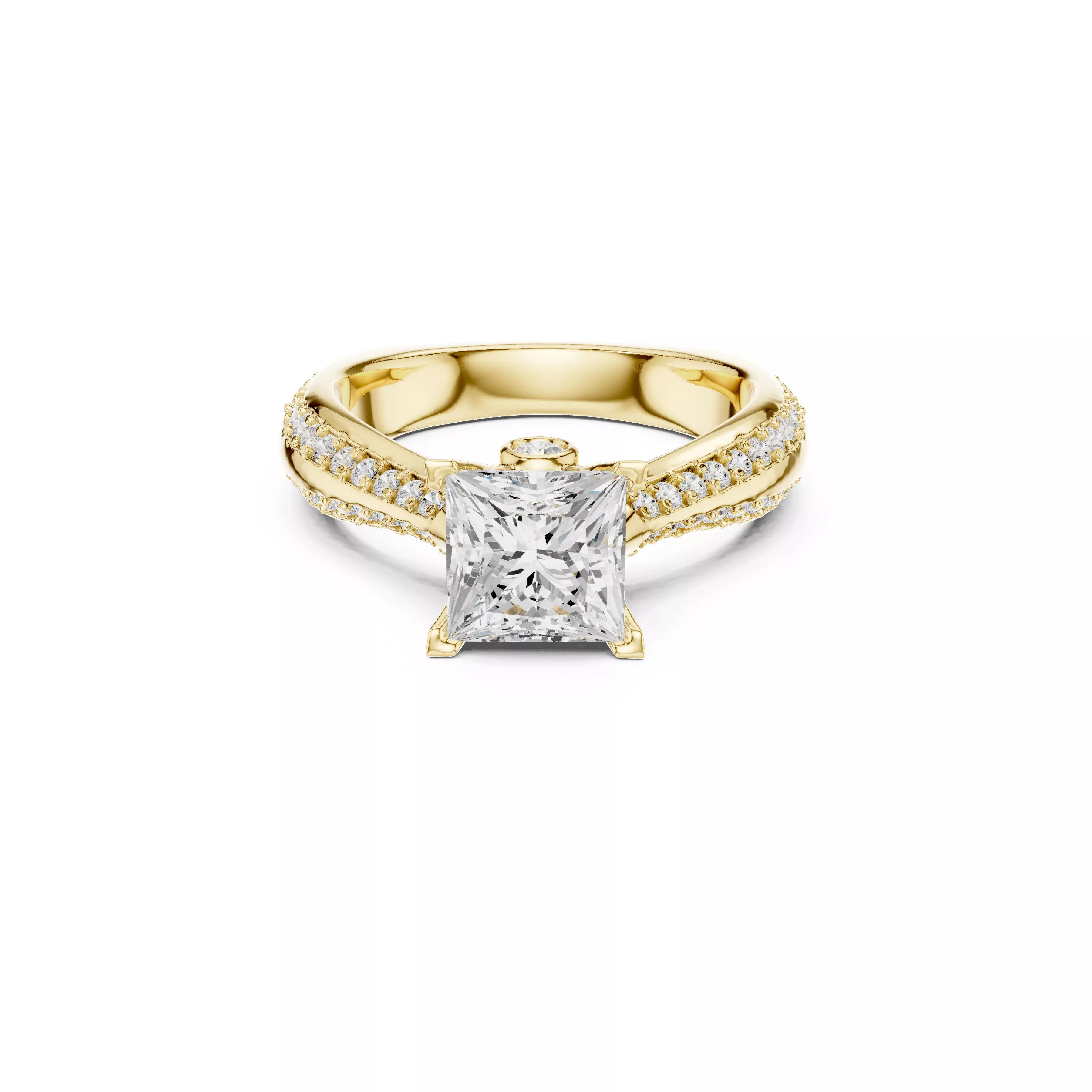 Jewelry Princess Cut Diamond Engagement Ring CAD 3D print model