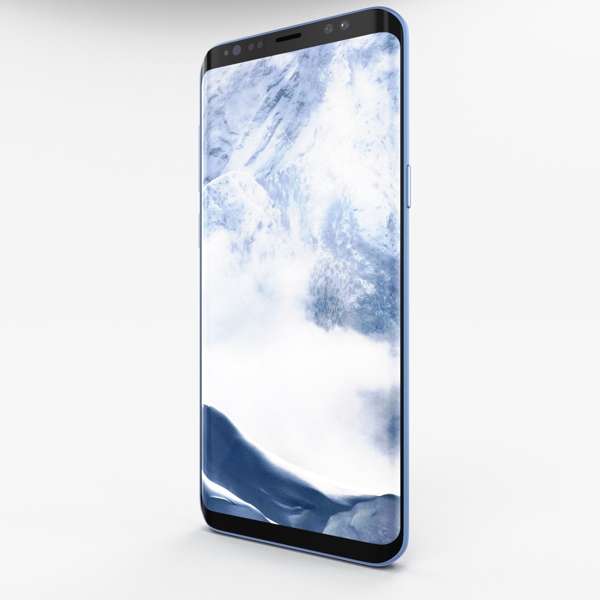 Samsung Galaxy S8 Plus Coral Blue Low-poly 3D model_8
