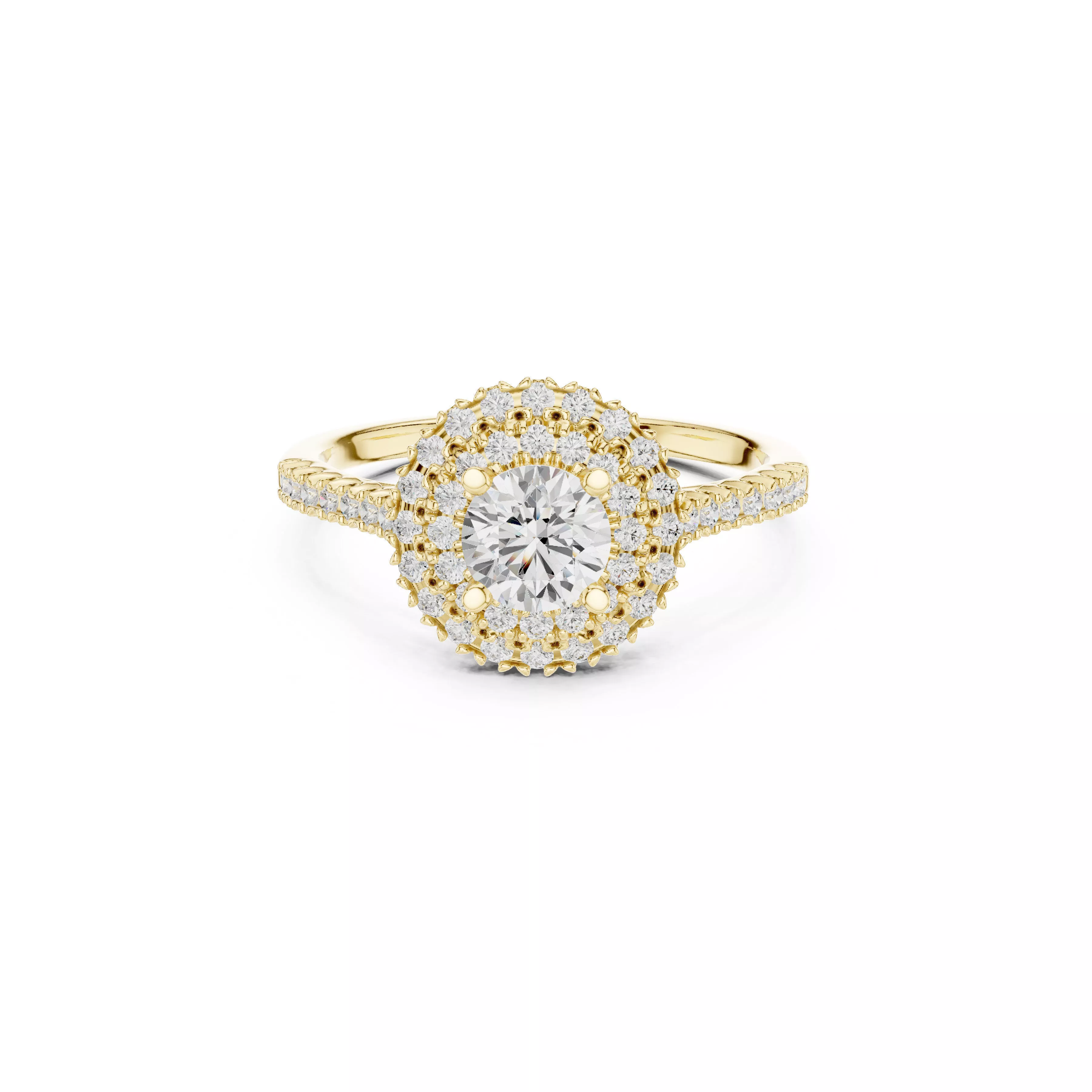 Halo Round Diamond Engagement Ring CAD 3D print model