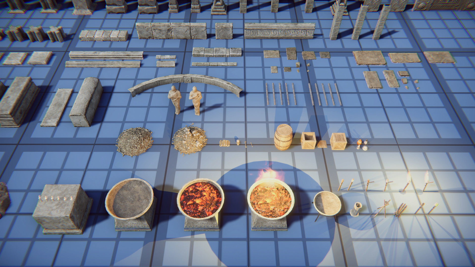 Modular Dungeon Catacombs - Mobile Low-poly 3D model_42