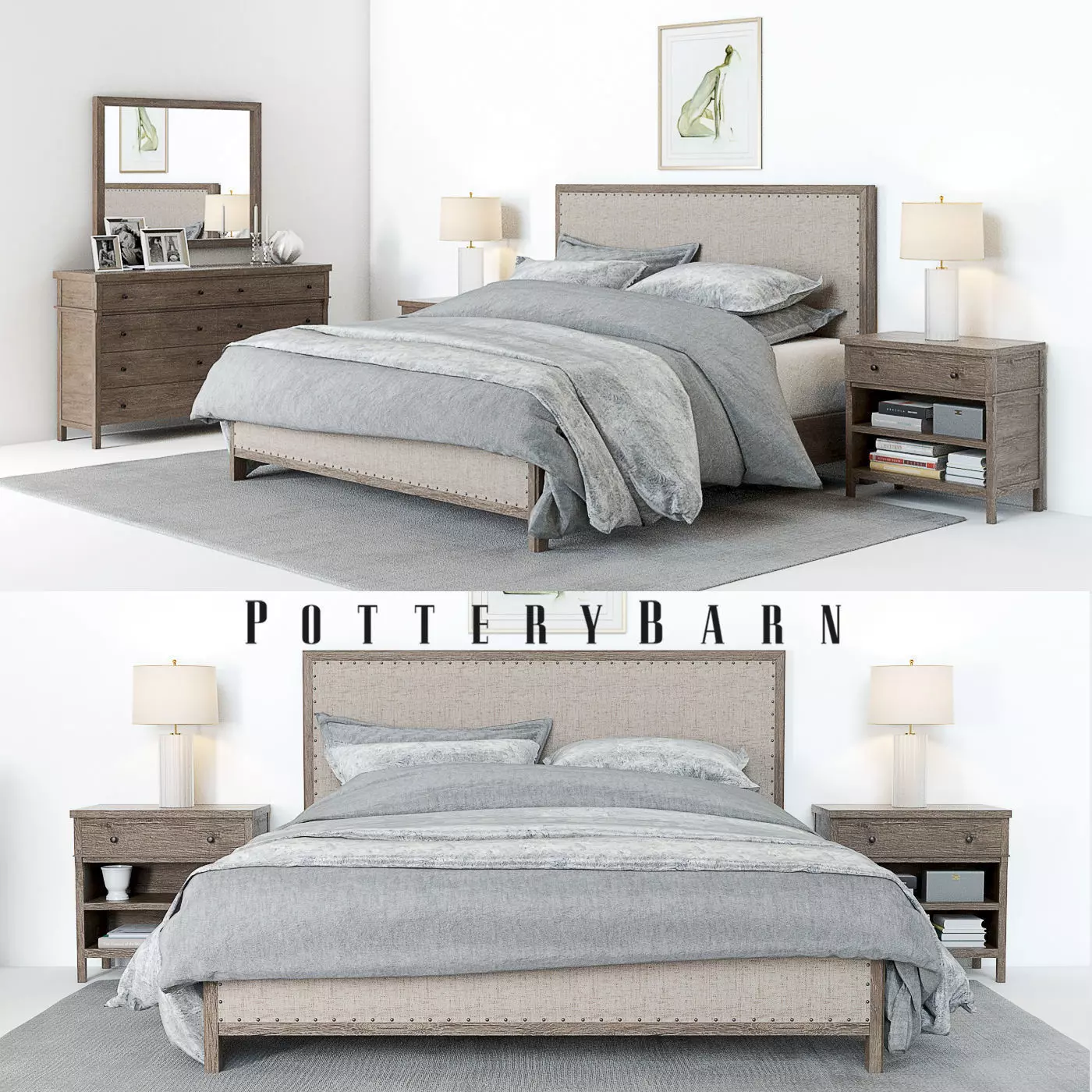 Pottery Barn Toulouse Bedroom set 3D model_0