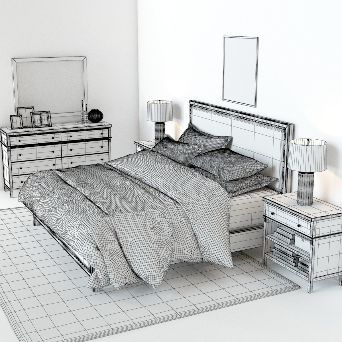 Pottery Barn Toulouse Bedroom set 3D model_4