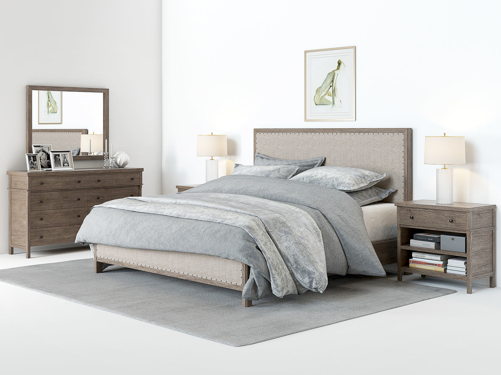Pottery Barn Toulouse Bedroom set 3D model_5