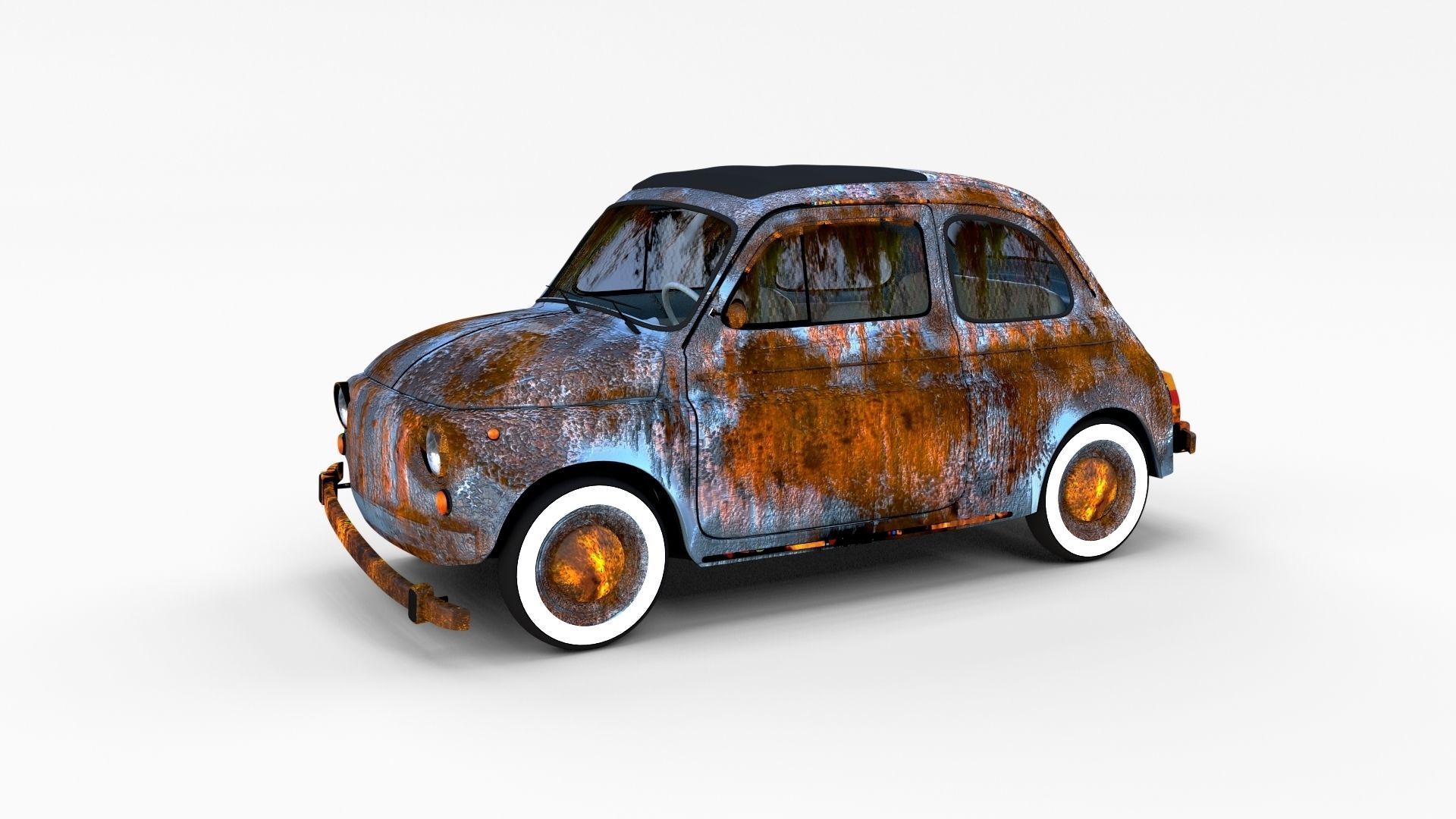 Fiat 500 with interior Pack 3D model_6