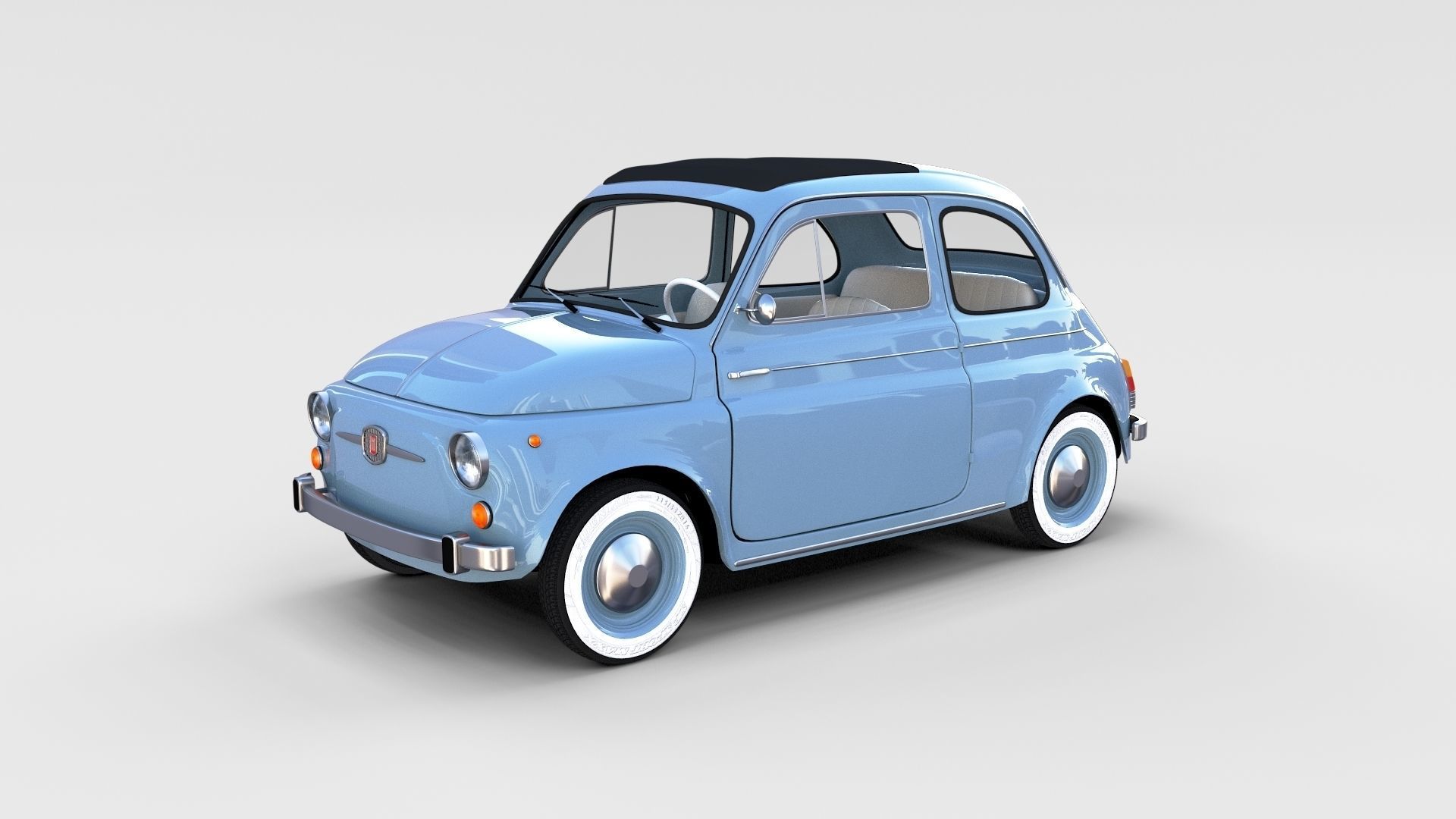 Fiat 500 with interior Pack 3D model_1