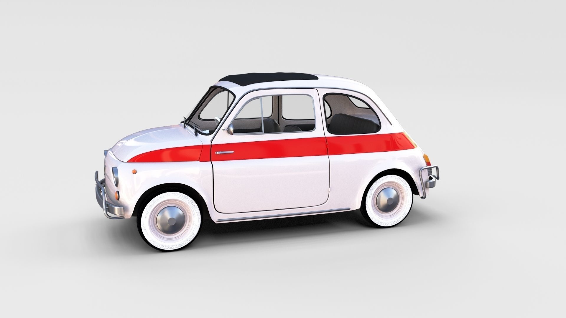 Fiat 500 with interior Pack 3D model_5