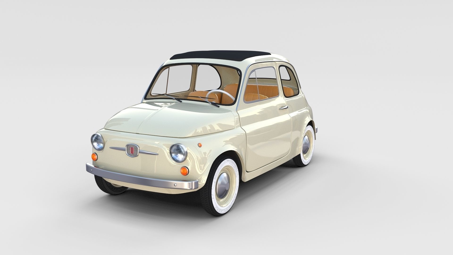 Fiat 500 with interior Pack 3D model_2