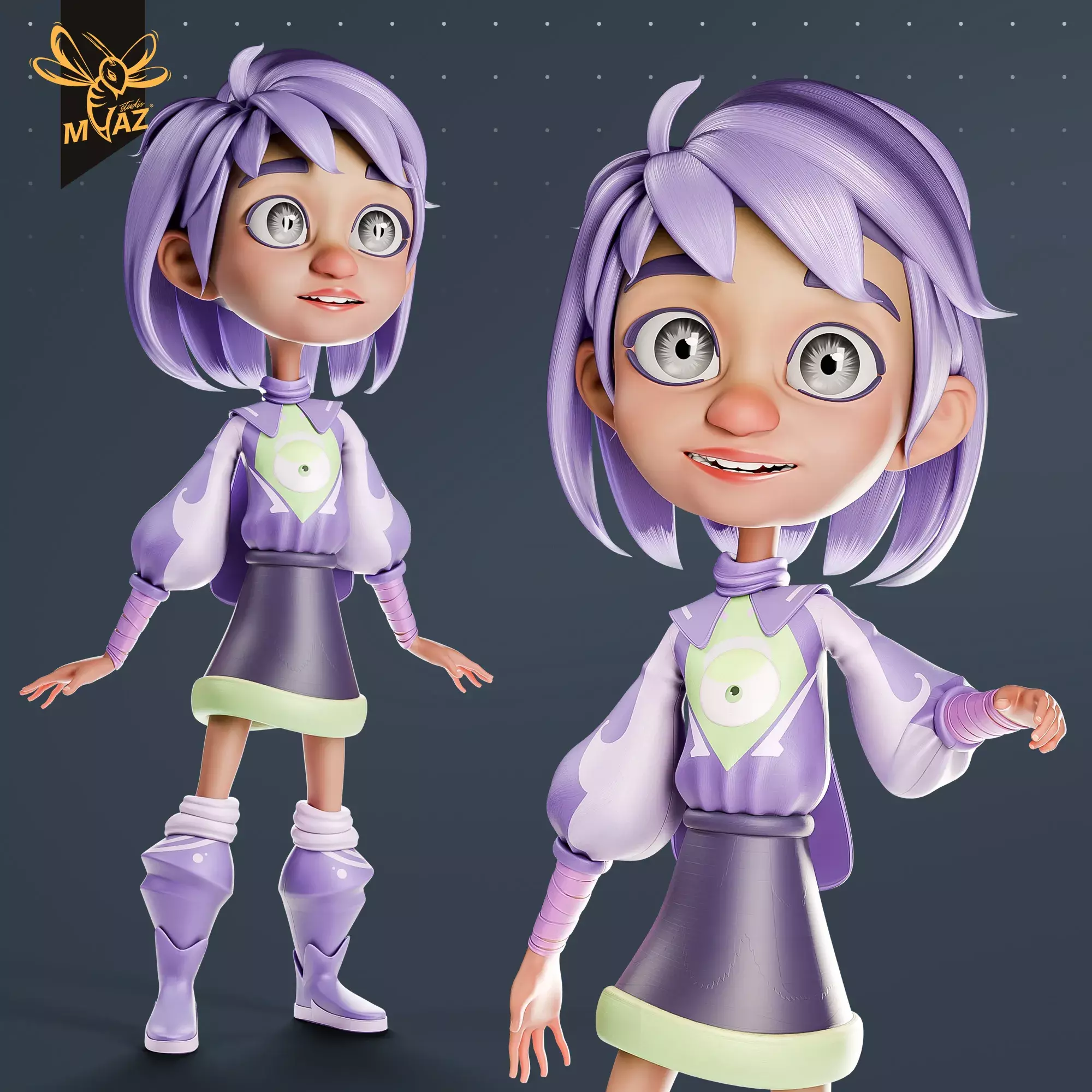 Stylized Medieval Fantasy Cartoon Girl Free 3D model