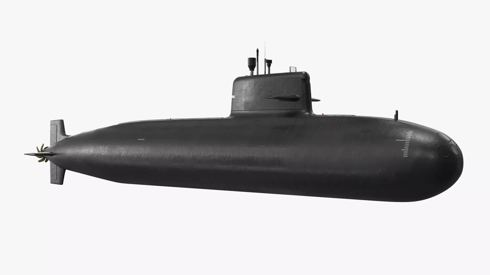 Modern Diesel-Electric Submarine Black Rigged 3D model