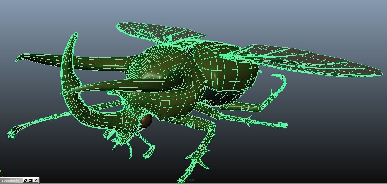 Chalcosoma Atlas Beetle with wings rigged not-textured 3D model_9
