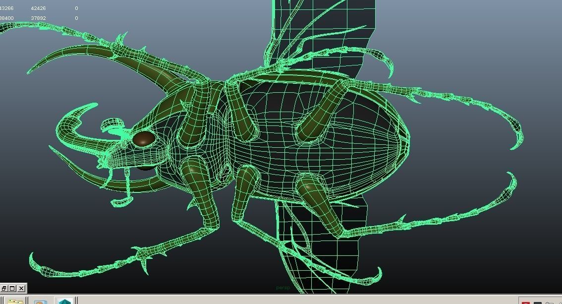 Chalcosoma Atlas Beetle with wings rigged not-textured 3D model_8