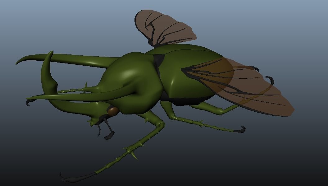 Chalcosoma Atlas Beetle with wings rigged not-textured 3D model_5