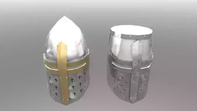 Great Helms R1 - Set of two Low-poly 3D model