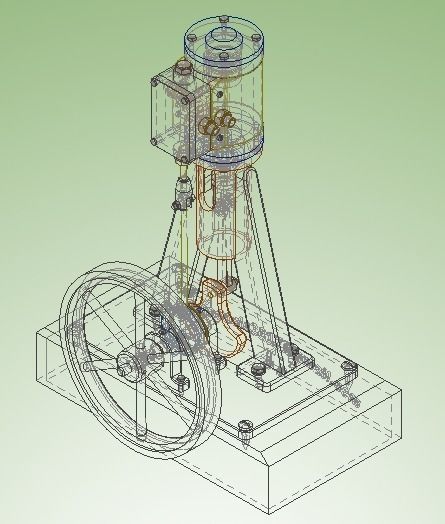 Vertical Single Cylinder Steam Engine 3D model_8