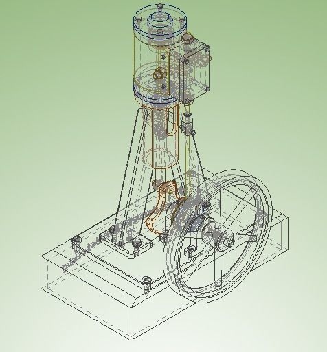 Vertical Single Cylinder Steam Engine 3D model_7