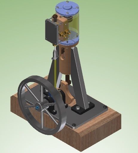 Vertical Single Cylinder Steam Engine 3D model_1