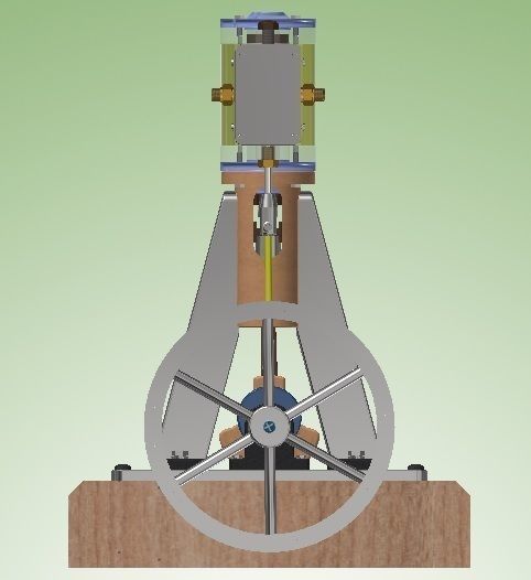 Vertical Single Cylinder Steam Engine 3D model_6