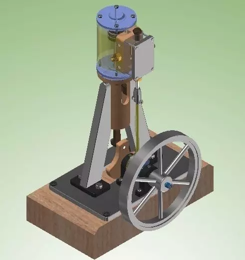 Vertical Single Cylinder Steam Engine 3D model_0