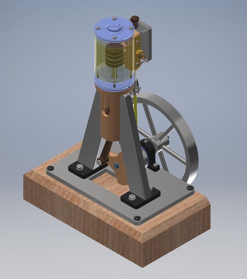 Vertical Single Cylinder Steam Engine 3D model_2