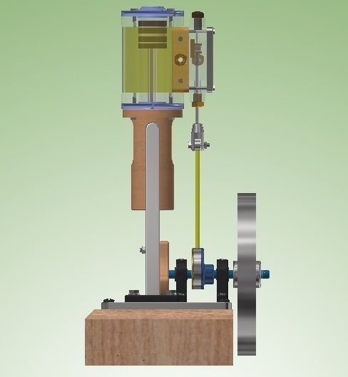 Vertical Single Cylinder Steam Engine 3D model_4