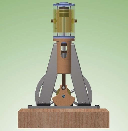 Vertical Single Cylinder Steam Engine 3D model_5