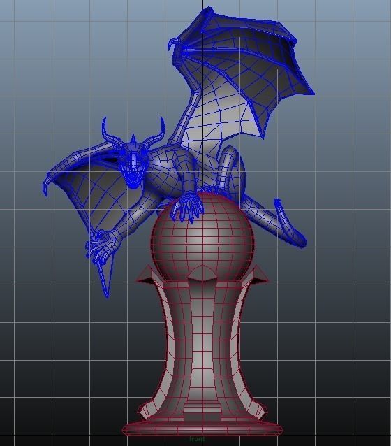 Dragon Statue low-poly Low-poly 3D model_10
