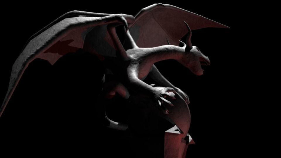 Dragon Statue low-poly Low-poly 3D model_4