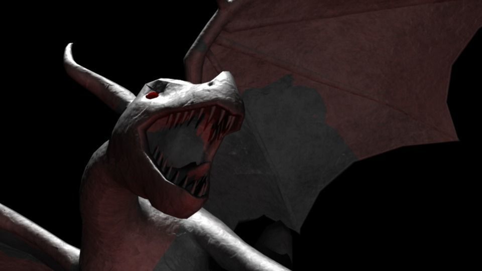 Dragon Statue low-poly Low-poly 3D model_3