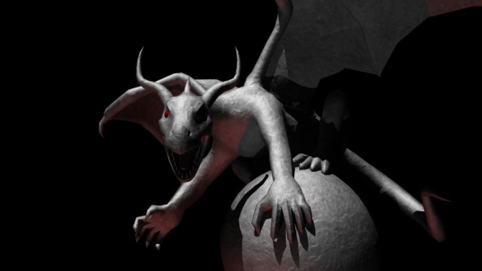 Dragon Statue low-poly Low-poly 3D model_0