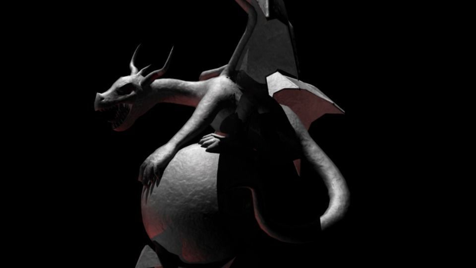 Dragon Statue low-poly Low-poly 3D model_2