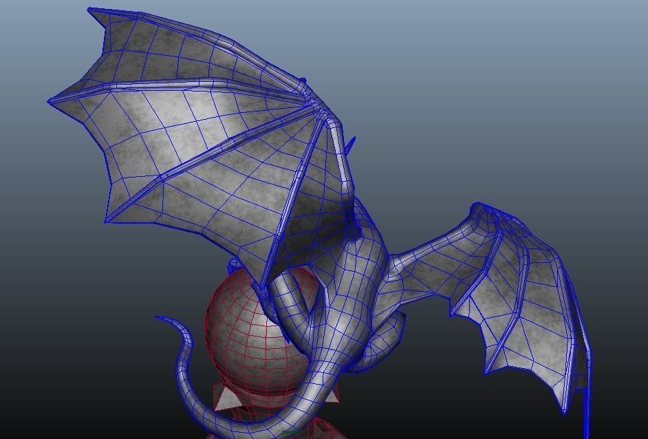 Dragon Statue low-poly Low-poly 3D model_14