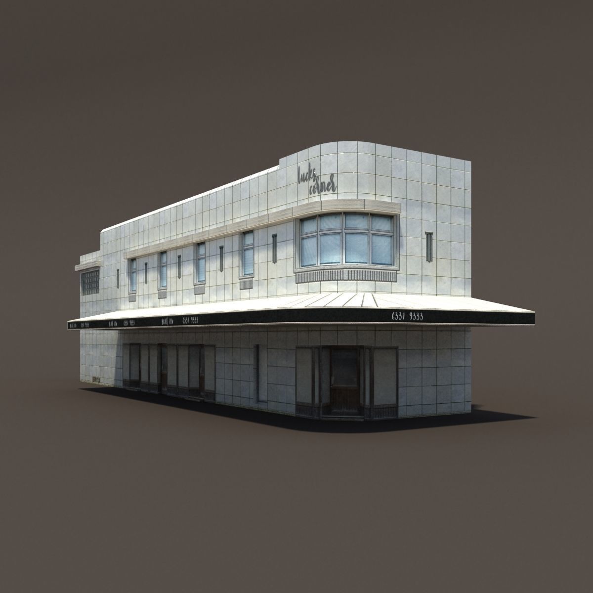 Restaurant Building 165 Low-poly 3D model_4
