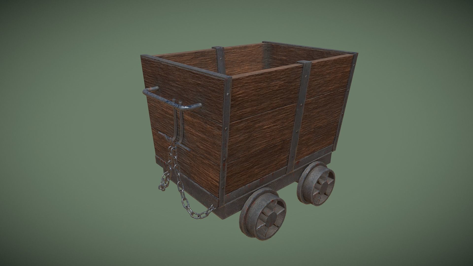 Old Mine Cart Asset Free low-poly 3D model