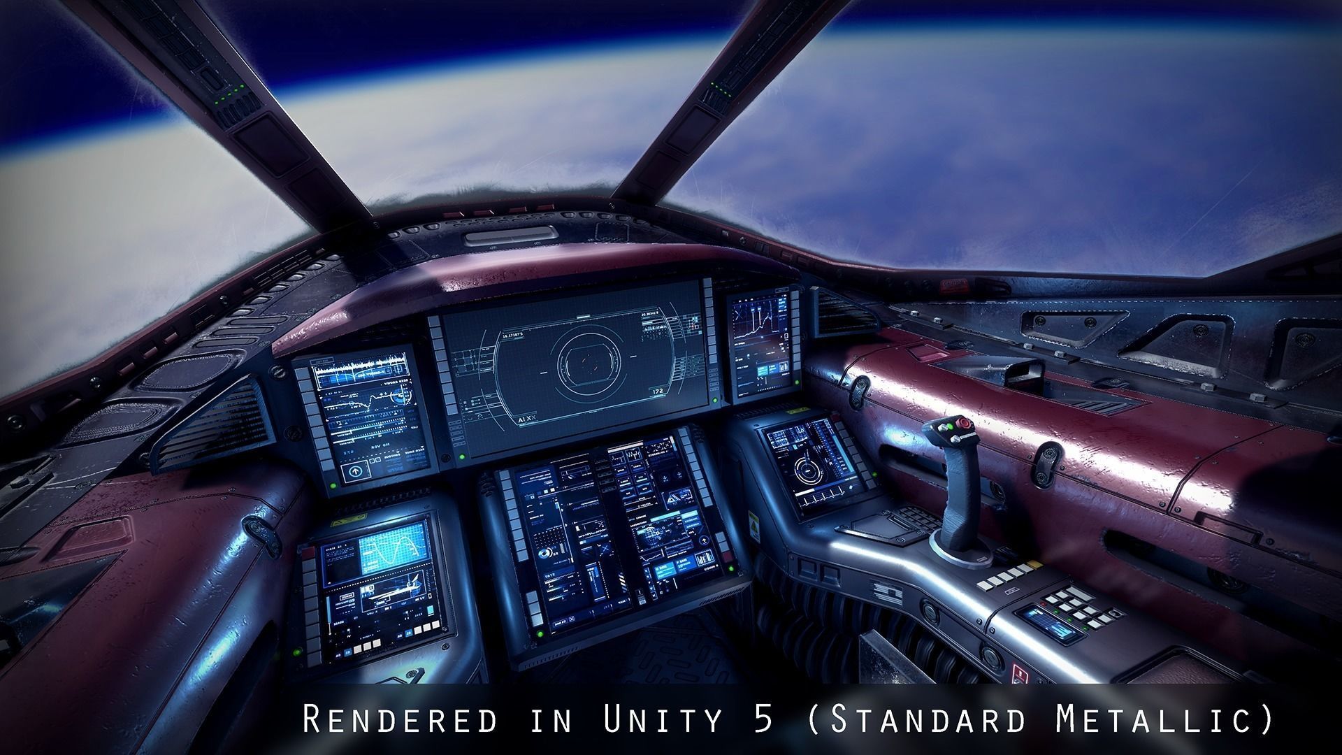 Sci Fi Light Fighter Cockpit Low-poly 3D model_4
