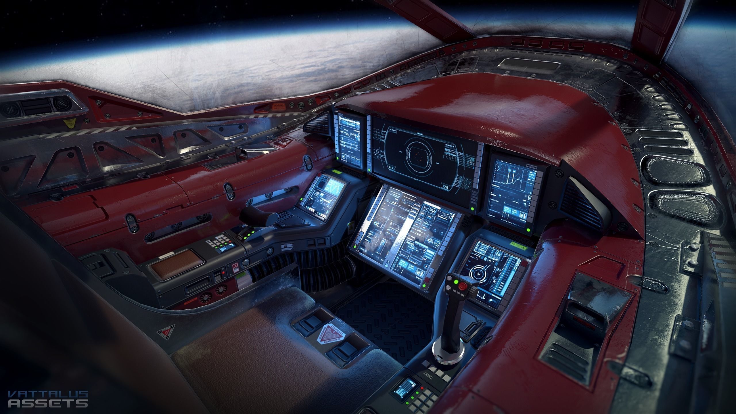 Sci Fi Light Fighter Cockpit Low-poly 3D model_0