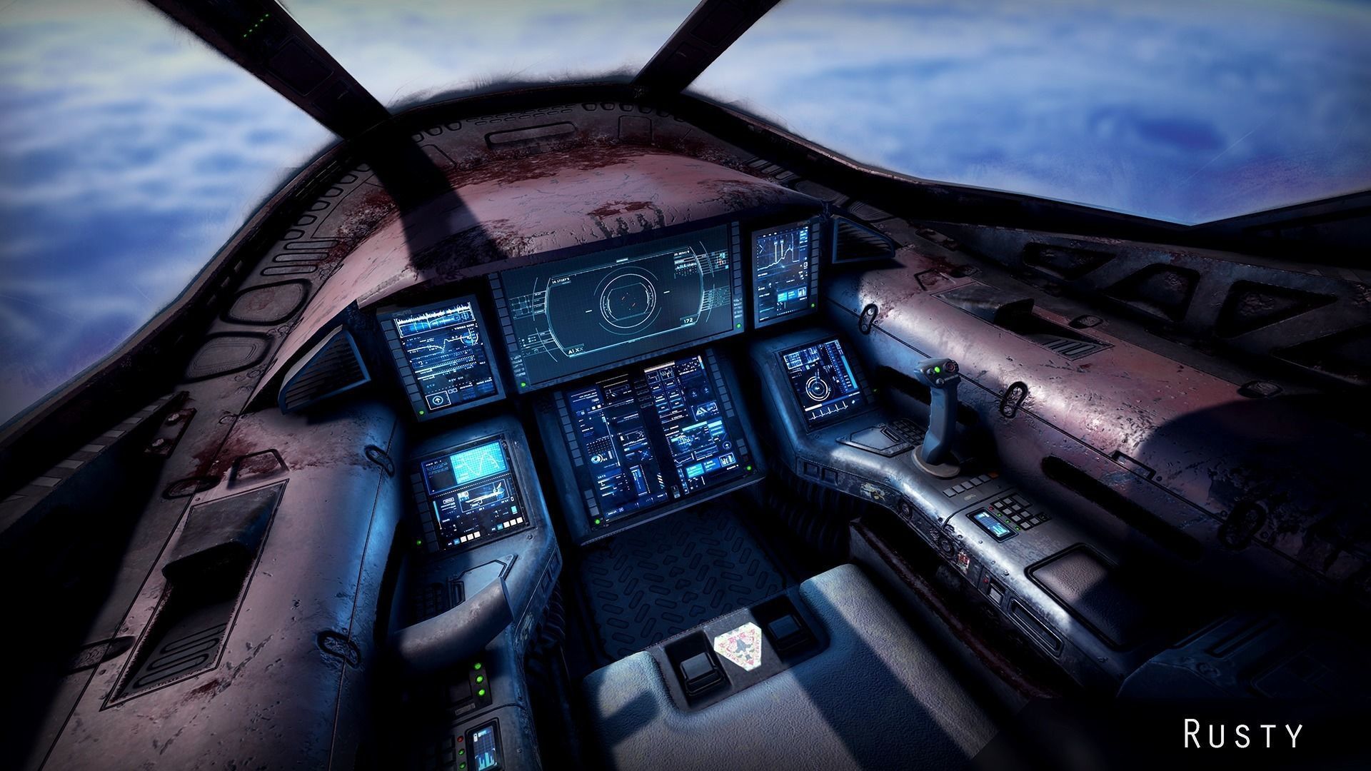 Sci Fi Light Fighter Cockpit Low-poly 3D model_9