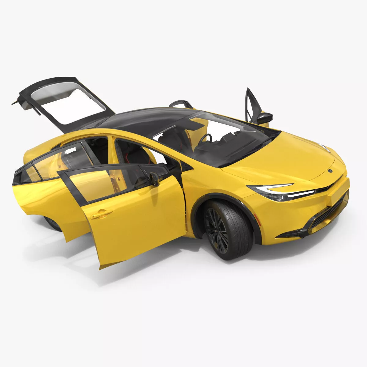 Toyota Prius Modern Hatchback 2025 Yellow Rigged 3D model